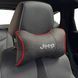 Купить Подушка на подголовник с логотипом Jeep Экокожа 3D Цветной лого Черные-Красный кант 1 шт 91599 Подушки на подголовник - под шею