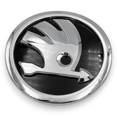 Купити Емблема Skoda (новий тип) Чорний + Хром &Oslash;90 мм (на скотчі) 3V0853621A 90130 Емблеми на іномарки