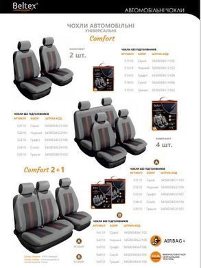 Купити Чохли для сидінь Beltex Comfort 2+1 тип 3 шт 2480  Майки для сидінь закриті