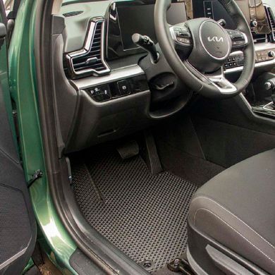 Купить Коврики в салон EVA для Kia Sportage (NQ5) 2021- с подпятником Черные-Бежевый кант 5 шт 79482 Коврики для KIA