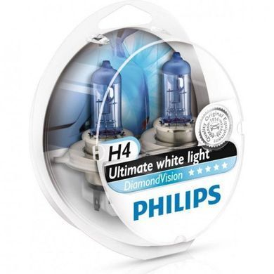 Купить Автолампа галогенная Philips Diamon Vision H4 12V 60/55W 5000K 2 шт (12342DVS2) 38409 Галогеновые лампы Philips