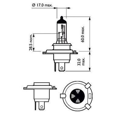 Купить Автолампа галогенная Philips Diamon Vision H4 12V 60/55W 5000K 2 шт (12342DVS2) 38409 Галогеновые лампы Philips