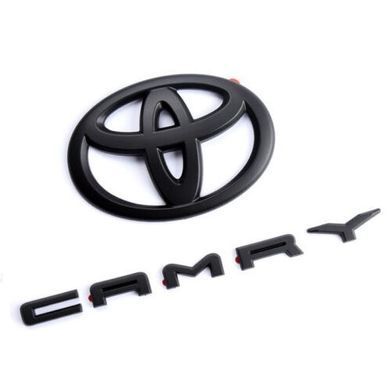 Купить Эмблема задняя + надпись Toyota Camry матовая Черная Пластикна скотче (Завод) 88398 Эмблемы на иномарки