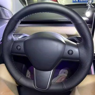 Купить Чехол Оплетка Руля для Tesla Model 3/Y 2015-2021 Кожа (Модельная Выкройка) 101043 Оплетки на Руль