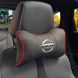 Купити Подушка на підголівник з логотипом Nissan Екошкіра 3D Кольоровий лого Чорна-Червоний кант 1 шт 91673 Подушки на підголовник - під шию