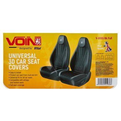 Купити 5D Чохли для сидінь Voin Цілі Підголівники Чорні Комплект (V-8885 Bk Full) 91362 Накидки для сидінь Premium (Алькантара)