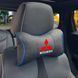Купити Подушка на підголівник з логотипом Mitsubishi Екошкіра 3D Кольоровий лого Чорна-Синій кант 1 шт 91662 Подушки на підголовник - під шию