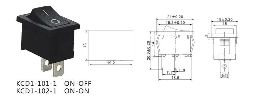 Купить Кнопка Переключатель клавишный 12V ON-OFF 20x15 мм №101 65956 Кнопки - Тумблеры - Клавиши