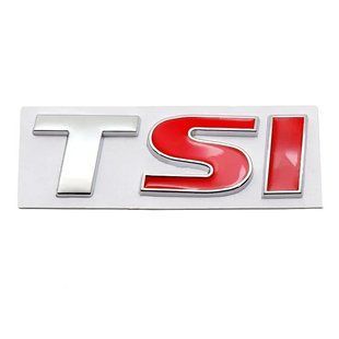 Купити Емблема напис TSI срібло червоний 48х15 мм метал (на скотчі) 94780 Емблема напис на іномарки