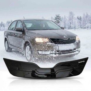 Купити Зимова накладка на радіаторні грати для Skoda Rapid 2013-2019 Voron glass (WS10913) 100593 Зимові накладки на решітку радіатора