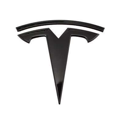 Купить Эмблема Tesla Черная 87 мм Пластик на скотче (Завод) 88401 Эмблемы на иномарки
