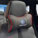 Купить Подушка на подголовник с логотипом Volkswagen Экокожа 3D Цветной лого Черная-Красный кант 1 шт 91562 Подушки на подголовник - под шею
