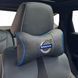 Купить Подушка на подголовник с логотипом Volvo Экокожа 3D Цветной лого Черная-Синий кант 1 шт 91606 Подушки на подголовник - под шею