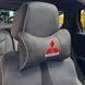 Купити Подушка на підголівник з логотипом Mitsubishi Екошкіра 3D Кольоровий лого Чорна-Сірий кант 1 шт 91663 Подушки на підголовник - під шию