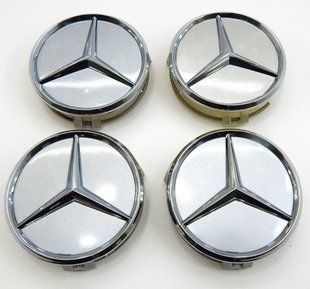 Купити Емблеми коліс Mercedes-Benz Сірі з Хромом D5 мм Пластик для титанових дисків 1 шт (ковпачки заглушки) 171103 88458 Емблеми на іномарки