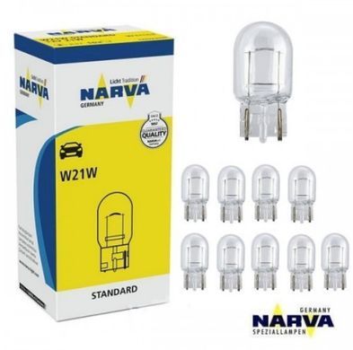 Купити Автолампа Одноконтактна безцокольна Narva W21W 12V 21W NR 1 шт (17632CP) 62792 Автолампи габаритні - Підсвічування салону - Приладів