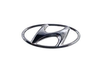 Купити Емблема Hyundai 129х64 мм (2 напрямні зі скотч) Хром (Завод) 89232 Емблеми на іномарки