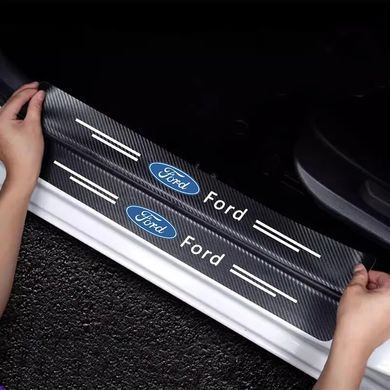 Купити Захисна плівка накладка на пороги для Ford Чорний Карбон 4 шт 42644 Захисна плівка для порогів та ручок