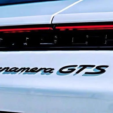 Купить Эмблема надпись GTS для Porsche черная красный 105х25 мм металл (на скотче) 94681 Эмблема надпись на иномарки