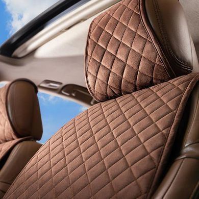 Купить Накидки для сидений Алькантара Verona Premium L передние Коричневые 2 шт (Оригинал) 74373 Накидки для сидений Premium (Алькантара)