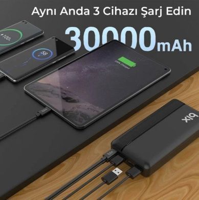 Купить Power Bank Портативный Аккумулятор Bix 30000 mAh 3x USB 22,5 Вт Черный (PB302) 44735 Портативные зарядные устройства Power Bank (Повербанк)