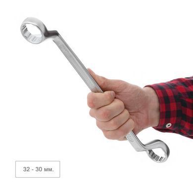Купити Ключ накидний 30-32 мм&nbsp;CrV, покриття сатин-хром PROF DIN3113 INTERTOOL XT-1230 78190 Гайкові ключі та Набори