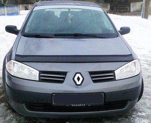 Купить Дефлектор капота мухобойка Renault Megane II 2002-2008 Евро Крепление (Vip Tuning) 7431 Дефлекторы капота Renault