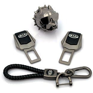 Купити Автонабір На стилі №14 для Kia із заглушок ременів безпеки та брелока з логотипом / Ароматизатор Pitbull 39631 Подарункові набори для автомобіліста