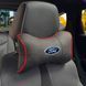 Купити Подушка на підголівник з логотипом Ford Екошкіра 3D Кольоровий лого Чорна-Червоний кант 1 шт 91737 Подушки на підголовник - під шию