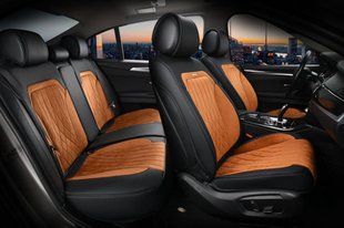 Купить Авточехлы для сидений Алькантара Экокожа Elegant Modena комплект Коричневые (700 137) 31810 Накидки для сидений Premium (Алькантара)