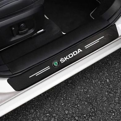 Купить Защитная пленка накладка на пороги для Skoda Черный Карбон 4 шт 42648 Защитная пленка для порогов и ручек