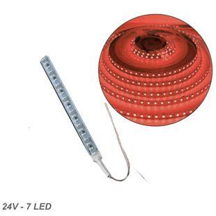 Купить Лента диодная алюминий 24V - 8 см - 1А 7LED - в силиконе эффект сплошной ленты Красный свет (5630) 95066 Светодиодные ленты