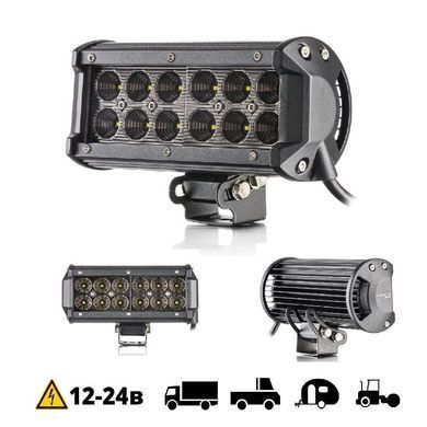 Купить Фара LED Балка Лидер 165x75x55 mm / 36W / 3W*12 / 10-30V / Дальний (D-36W Black) 40112 Балка LED
