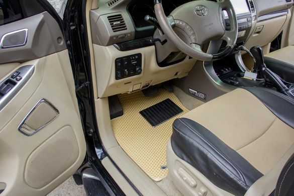 Купить Коврики в салон EVA для Toyota Prado 120 2002-2010 (Металлический подпятник) Черные-Коричневый кант 5 шт 63525 Коврики для Toyota