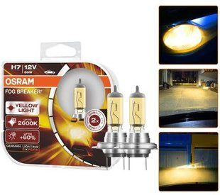 Купить Автолампа галогенная Osram Fog Breaker +60% 12V H4 60/55W 2600K 2 шт (62193FBR-BOX) 38365 Галогеновые лампы Osram