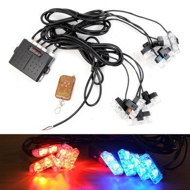 Купити Страбоскоп Світлодіодний 12V DRL / 3W* 6LED / 12 Режимів / З Пультом / Червоно-Синій-Жовтий (V28H) 42986 Мигалки - Стробоскопи