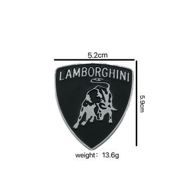 Купить Эмблема Lamborghini 59х52 мм Черная Серебро металл (на скотче) 90480 Эмблемы на иномарки