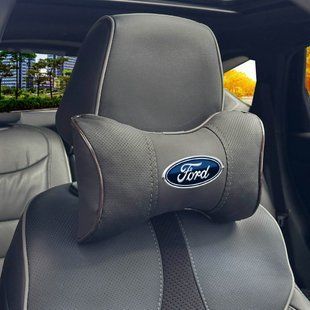Купити Подушка на підголівник з логотипом Ford Екошкіра 3D Кольоровий лого Чорна-Коричневий кант 1 шт 91733 Подушки на підголовник - під шию