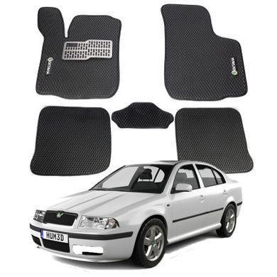 Купити Килимки в салон EVA для Skoda Octavia Tour 1996-2010 (Металевий підп'ятник) Чорний-Синій кант 5 шт 62961 Килимки для Skoda