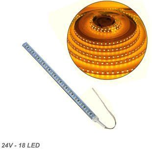 Купить Лента диодная алюминий 24V - 25 см - 1А 18LED - в силиконе эффект сплошной ленты Желтый свет (5630) 95069 Светодиодные ленты