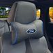 Купити Подушка на підголівник з логотипом Ford Екошкіра 3D Кольоровий лого Чорна-Синій кант 1 шт 91734 Подушки на підголовник - під шию