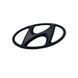 Купить Эмблема Hyundai 145х72 мм (2 направляющие + скотч) Черная матовая (Завод) 89525 Эмблемы на иномарки
