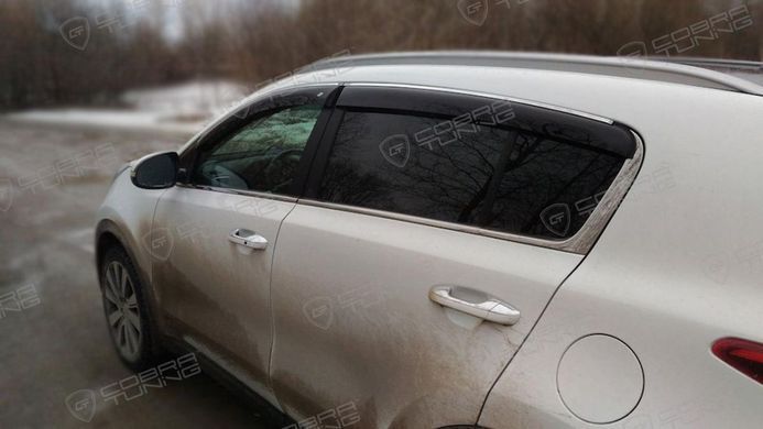 Купить Дефлекторы окон ветровики Kia Sportage IV (QL) 2016- С Хром Молдингом 8022 Дефлекторы окон KIA