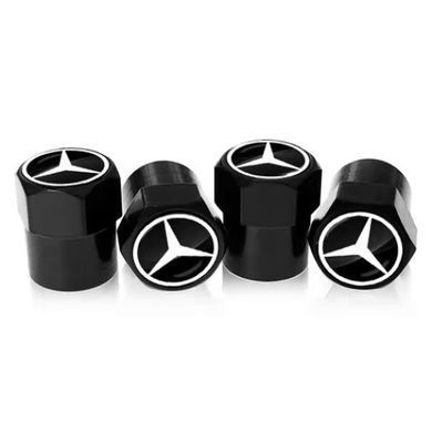 Купить Колпак вентиля колеса Mercedes-Benz-Benz 4 шт Тюнинг Черные 89047 Защитные колпачки на ниппеля