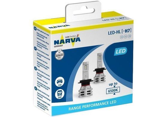 Купити LED лампи автомобільні Narva H7 радіатор кулер 8000Lm/24W/6500K/IP67/8-48V 2 шт (180333000) 25825 LED Лампи Narva
