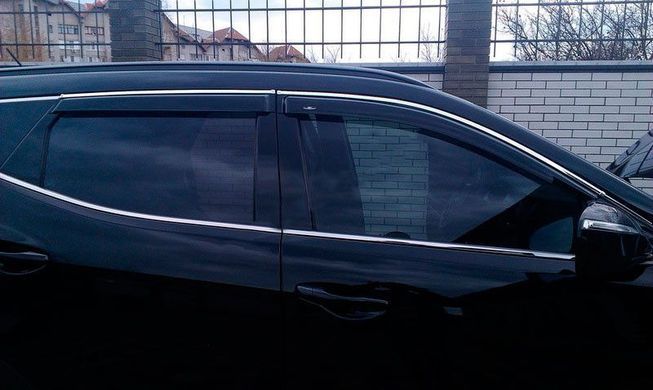 Купить Дефлекторы окон ветровики для Hyundai Santa Fe 2012-2018C Хром Молдингом 36148 Дефлекторы окон Hyundai