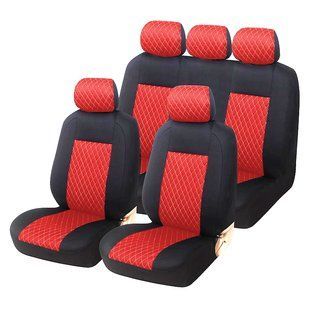 Купити Автомобільні чохли B LUXE MAX Велюр під Алькантару (5 Підголівників) Червоний Ромб 90853 Чохли універсальні