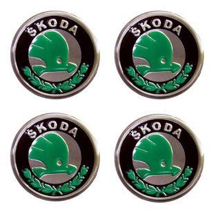 Купить Наклейка на колпак Skoda 60 мм зеленый 4 шт 23111 Наклейки на колпаки