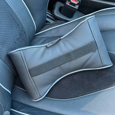 Купити Подушка на підголівник з логотипом Lexus Екошкіра 3D Кольоровий лого Чорна-Сірий кант 1 шт 91679 Подушки на підголовник - під шию