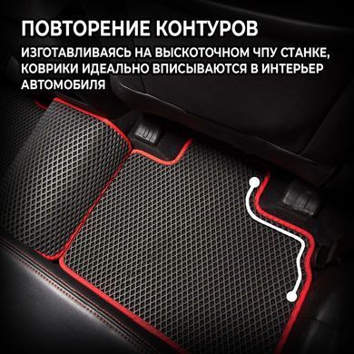 Купити Килимки в салон EVA для Hyundai Santa Fe 2006-2010 (Доресталінг) з підп'ятником Чорно-Коричневий кант 5 шт 65832 Килимки для Hyundai
